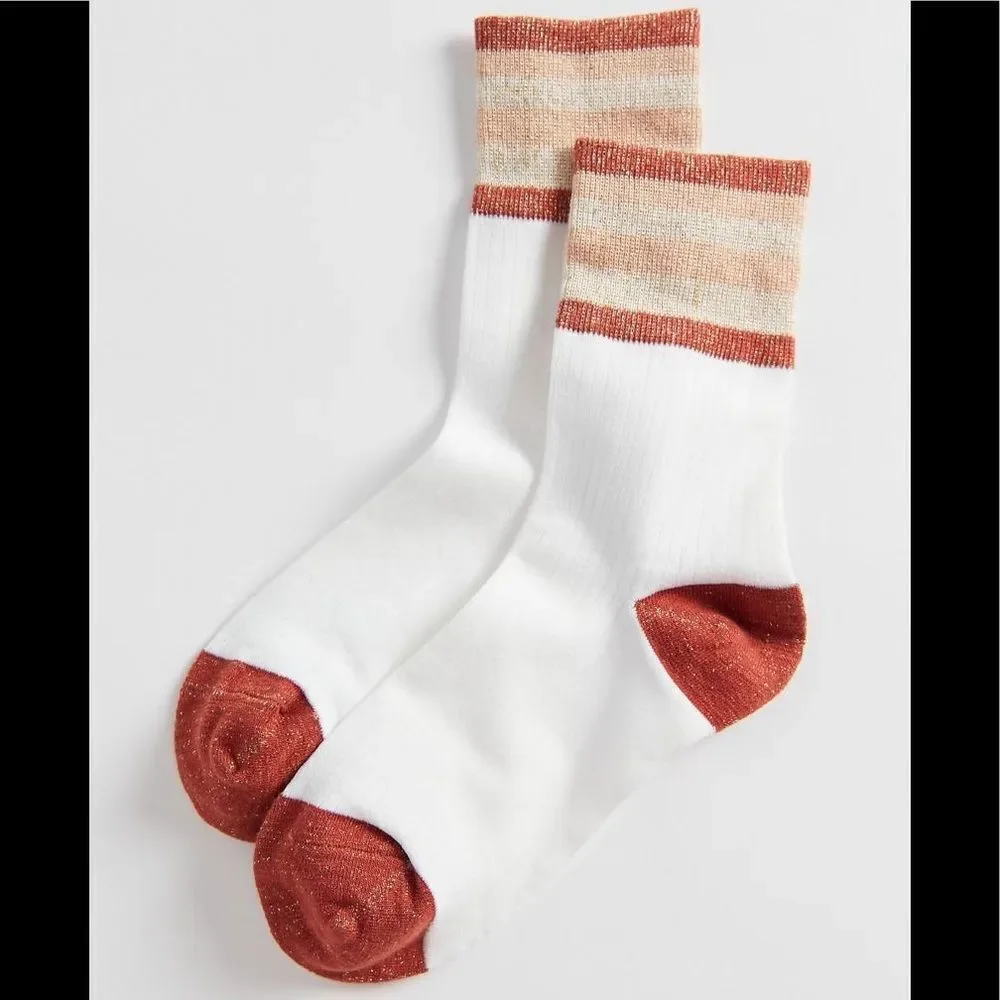 NEW (3) Urban Outfitters Metallic Striped Women's Crew Socks